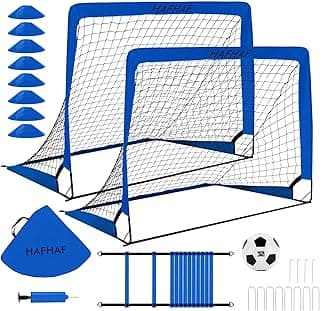Soccer Goals for Backyard Set of 2, 4x3 ft Portable Kids Soccer Goal Soccer Net with Ball, Ladder, and Cones Pop Up Soccer Goal Set of 2 for Kids Age 3-5, 6-8 Outdoor Sports Games image