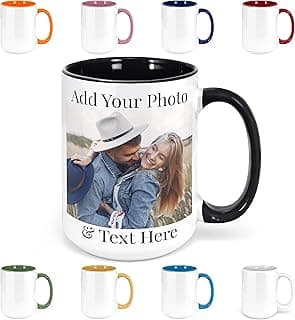 Custom Coffee Mugs - Personalized Coffee Mugs with Photo Text, Customized Ceramic Coffee Mug - Customizable Mug, Funny Mug, Personalized Gifts, Custom Mug with Photo - Add Your Photo - 15oz Black