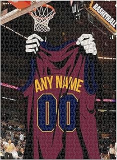 Wooden Jigsaw Puzzles for Adults - Custom Name and Number on (Cleveland) Basketball Player Art Photo - 300 500 1000PCS Puzzles Game Home Wall Decor