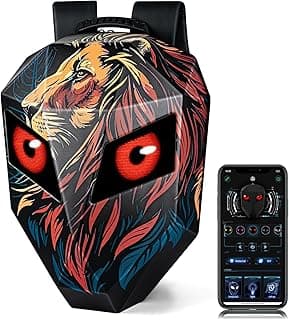 Gelrova Lion Knight Serise LED Backpack 19inch, LED Rider Backpack for Motorcycle Helmet, Outdoor Fashion Backpack with Eyes