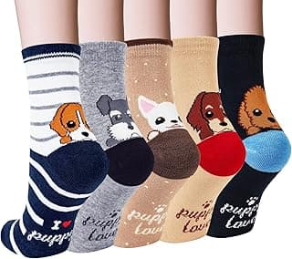 5 Pairs Cute Animal Socks for Women, Funny Dog Socks and Cool Cotton Art Painting Cat Socks Women image