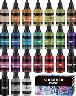 Airbrush Paint Set, 24Colors Acrylic Air Brush Paint Kit, Ready to Spray Water-Based Opaque & Neon Colors for Artists, Beginners, and Students, DIY Projects, 30 ml/1.01 Fl Oz Bottle O image