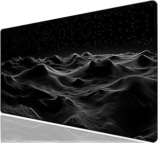 Large Extended Gaming Mouse Pad with Stitched Edges,Black 3D Design XL Desk Pad Mouse Pads for Desk,Waterproof Computer Keyboard Mat Mousepad with Non-Slip Base for Esports Pros/Gamer/Desktop/Office image