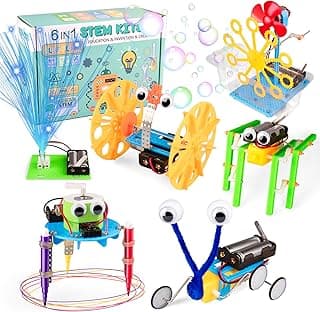6-in-1 STEM Kits for Kids Age 6-12, Crafts Kids Robot Building Kit 8-10, STEM Toys for Boys Ages 8-12, STEM Robotics Science Experiments Kits for 6 7 8 9 10 11 12 Year Old Boys Girl Birthday Gifts image