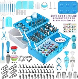 Cake Decorating Tools Kit,Piping Bags and Tips Set,Baking Supplies Accessories with Storage Case,Cupcake Cookie Frosting Fondant Bakery for Adult Beginners or Professional Cake Shop,276 PCS set image