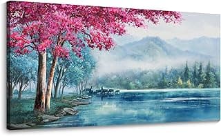 JEAWA Nature Canvas Wall Art Decor - Landscape Canvas for Wall Decor, Mountain Lake and Tree Artwork Decor, Large Wall Art for Living Room Home Office, 29x58 IN image
