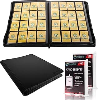 DEQADIC 16 Pocket Card Binder, 1000+ Trading Card Album Folder, Side Loading Ringless Card Collection Binder for MTG, TCG, Sports Cards (Black) image