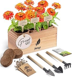 Zinnia Flower Growing Kit - Complete Indoor Planter Set with Zinnia Seeds for Planting Indoors | with Seeds, Planter, Tools, & Soil - Complete Starter Kit image
