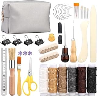 49 Pcs Hand Bookbinding Tools Bookbinding Kits for Beginners Bookbinding Supplies with Paper Awl Binding Ribbon Glue Brush and Steel Ruler for DIY Bookbinding Crafts image