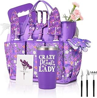 Gardening Gifts for Women, Gardening Tools for Women, 14 PCS Garden Tools Set Kit with Garden Tool Bag, Plant Lover Gifts Birthday Gifts for Mom Grandma Aunt (Purple) image