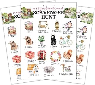 Neighborhood Scavenger Hunt Cards, Seek and Find Camping Games, Outdoor Scavenger Hunt Game for Adults, Yard Treasure Hunt Game, Spring Summer Holiday Party Supplies -05 image