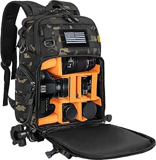 TORIBIO Camera Backpack for DSLR/SLR/Mirrorless Photography Camera, Tactical Camera Bag Case Waterproof Travel Backpack with 15.6" Laptop Compartment for Canon/Nikon/Sony/DJI Mavic Drone, Camouflage