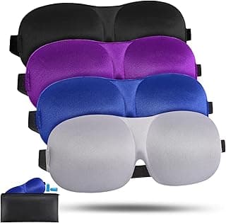 4 Pack Sleep Mask for Women and Men Adjustable Blackout 3D Eye Masks for Sleep, Blindfold with Storage Bag and Earplug for Travel Nap and Night Grey image