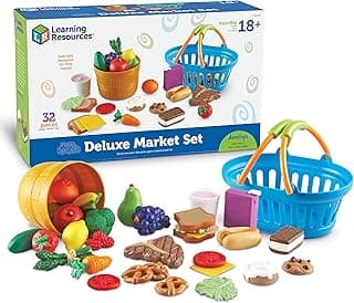 Learning Resources New Sprouts Deluxe Market Set - 32 Pieces, Ages 18+ Months Pretend Play Food for Toddlers, Preschool Learning Toys, Kitchen Play Toys for Kids image