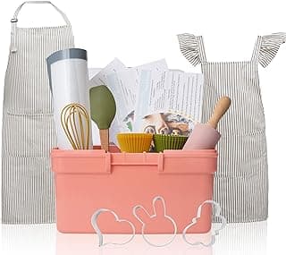 Baker Buddy Kids Baking Set with Elegant Matching Apron for Child and Adult, Storage case, Real Working Utensils, Cookie Cutters, and Baking Supplies image