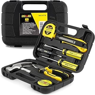 DOWELL Small Homeowner Tool Set 9 Pieces General Household Small Hand Tool Kit with Plastic Tool Box Storage Case image