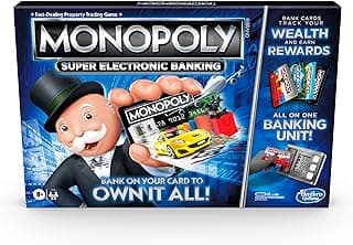 Monopoly Super Electronic Banking Board Game, Electronic Banking Unit, Choose Your Rewards, Cashless Gameplay Tap Technology, for Ages 8 and Up