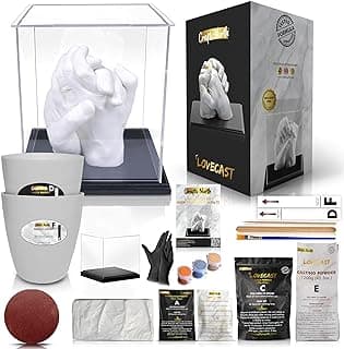 Hand Casting DIY Kit for Couples | Complete kit with Acrylic Display, Wooden Base, and Step-by-Step Guide to Create a Perfect Hand molding Christmas Gift image
