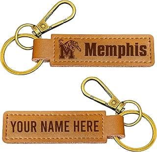 R and R Imports Memphis Tigers Customizable Leather Keychain 3.25" Long Officially Licensed Collegiate Product image