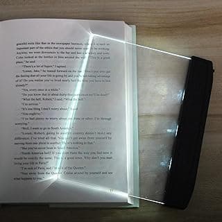 LED Panel Reading Light with Bookmark, Clear Book Page Illuminator for Bedtime Reading, Wireless and Portable Book Light for Travel (White) image