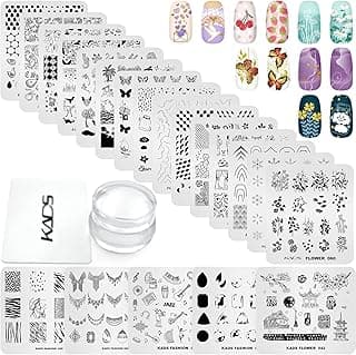 KADS 20Pcs Nail Stampig Plates with Stamper and Scraper Kit Nail Stamp Template Stencil Nail Art Design DIY Tool image