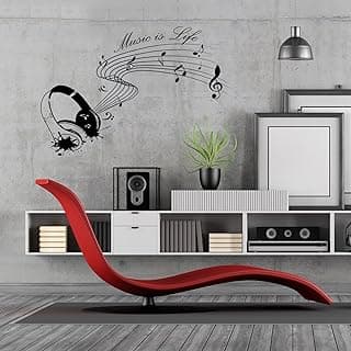 Music Is Life Wall Sticker - Note Quote Gift Decor Art Vinyl Decal 39 x 27 image