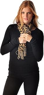 Tiger Print Cashmere Scarf Hand Printed (Color: Tiger Print, Size: 12" x 60") image