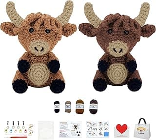 Crochet Kit for Beginners Adults.Animal Yarn Knitting Set for Kids.Learn to Crocheting Stuffed Amigurumi.Easy Starter Diy Accessories Supplies.Gifts for Girl,Boy,Parents.Beginning Step-by-Step Video image