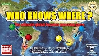 Who Knows Where? - The Location Guessing Educational Family Board Game for kids and adults, where You guess famous geography locations on a map of The world. image