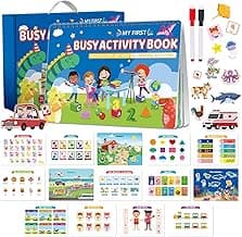 Preschool Busy Book for Toddlers Ages 3-5, Montessori Learning Activity Book with 14 Themes, Educational Sticker Toy for Kids, Kindergarten Travel Toys for Boys and Girls image