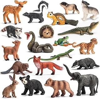 20Pcs Forest Animal Figurines, Miniature Plastic Woodland Animal Figure Toy Set for Kids Toddler Boy Girl Age 3-5 3 4 5 Party Supplies Cake Toppers image