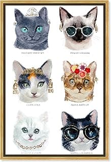 The Oliver Gal Artist Co. Animals Wall Art Framed Canvas Prints 'Fashion Cats Chart' Cats and Kitties image
