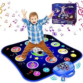 Dance Mat Toys for Ages 5-7 Dance Mat for Kids Ages 4-8 Electronic Dance Pad Bluetooth Music Dance Toys Toys for 3-12 Year Old Girls Toys Age 6-8 Birthday Games Blue image