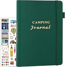 Camping Journal and RV Travel Log Book, A5 Outdoor Camp & Adventure Book for 25 Campsites, Hiking Journal, Family Travel Books Camper Essentials Camping Gifts for Women-Dark Green