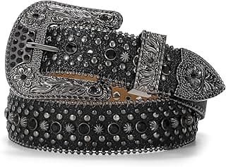 Rhinestone Belt Goth Bling Belts for Women and Men Western Cowboy Cowgirl Belts for Jeans, Halloween Belt