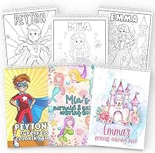 Personalized Kids Coloring Book, Custom Name Coloring Book for Kids, Personalized Kids Birthday Gift, Christmas Gift, Toddler Activity Book (Princess, Small (5.5" X 8.5")) image