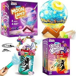 Klever Kits DIY 3D Moon Night Light and DIY Fairy Lantern Craft Kit with Fairy Potion Necklace image