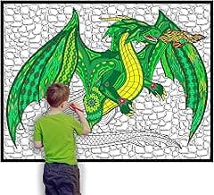 DEBBIE LYNN Giant Coloring Poster - The Original Jumbo Coloring Poster, Oversized Coloring Sheet for Kids & Adults, Jumbo Poster Size Coloring Pages for Wall, Giant Coloring Mural 48”x63 (Dragon) image