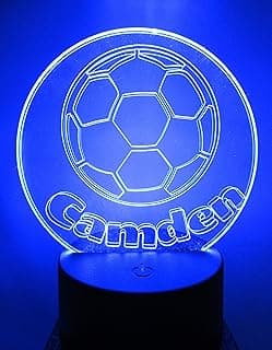 Personalized Soccer Ball Night Light, Colorful Led with Remote, Soccer Boys Room Soccer Ball Sports image