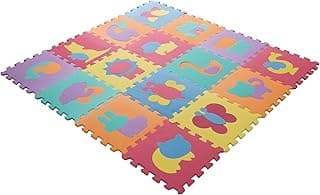 Hey! Play! Baby Play Mat - Interlocking Foam Tiles with Animal Images - Nontoxic Children's Multicolor Floor Puzzle for Playroom, Nurseries, and Gyms image