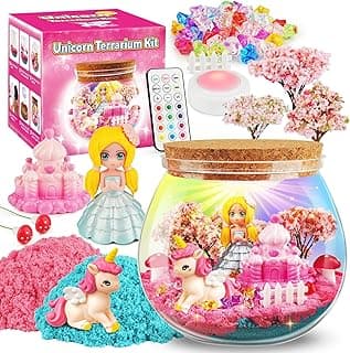 D-FantiX Unicorn Princess Toys Terrarium Kit for Kids, Led Night Light Birthday for Little Girls, DIY Arts and Crafts Science Kit for Kids Age 3 4 5 6 7 8-12 Year Old image