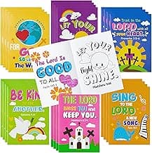 24Pcs Bible Coloring Books Religious Theme DIY Color-in Pages with Inspirational Words Drawing Holiday Christian Activity Supplies for Sunday School Classroom Rewards Artwork Gift for Kids image