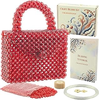 Arts and Crafts for Adults: Craft Supplies for Making Beaded Handbags. DIY Kits for Adults - Hobbies for Women, Teen Gifts. Bead Kit Art Supplies. Step-by-Step Video Tutorial. Red