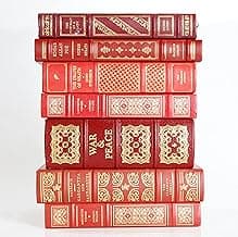 Books for Decoration- Home and Office Decorative Accents- Faux Leather/Embossed (Light Red)