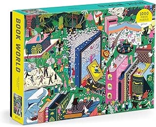 Galison Book World – 1000 Piece Puzzle Fun and Challenging Activity with Bright and Bold Artwork of Literary Characters and Books for Adults and Families image