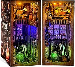 Book Nook Kits for Adults, Miniature House Dollhouse Kit for Teens, DIY Crafts for Adults, Bookshelf Decor Magic House with LED Light, Gifts for Family and Friends