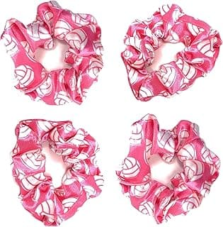 Volleyball Scrunchies, Velvet Hair Ties Headband Accessory, Set of 4 Pink image
