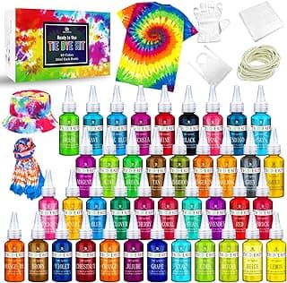 Tie Dye Kit - 40 Colors Fabric Tie Dye Kits for DIY Textile Paint Art - All-in-1 Tie-Dye Color Powder Set for Shirt, Hoodie, Fabric Clothes Painting, Party Supplies, Adults and Kids Handmade Crafts image