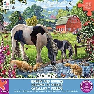 Ceaco - Horses and Hounds - 300 Oversized Piece Jigsaw Puzzle image