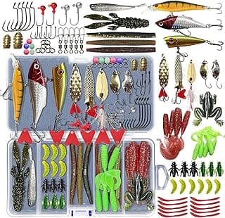 Fishing Lures Kit Set, Baits Tackle Including Crankbaits, Topwater Lures, Spinnerbaits, Worms, Jigs, Hooks, Tackle Box and More Fishing Gear Lures for Bass Trout image